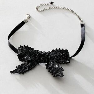 FREE PEOPLE Backstage Pass Choker Collar In Black NWT Coquette Glam